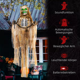 Halloween Dekoration 183 cm Hängendes Skelett mit LED-Lichter Soundfunktion