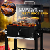 Profi-Holzkohlegrill XL Grillwagen 28 kg mit Grill Rost Thermometer Deckel BBQ Kohle