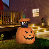 Halloween Aufblasbarer Kürbisgeist 115 cm mit beweglicher Katze mit LED