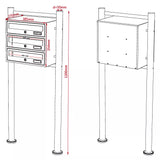 Briefkastenanlage 3er Standanlage Schwarz 3 Fächer.