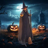 Halloween Hexe 190 cm mit LED-Lichter, Soundfunktion