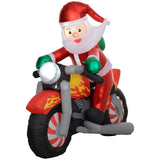 Aufblasbarer Weihnachtsmann auf Motorrad, 180 cm mit LED-Beleuchtung. Weihnachten Deko Luftfigur