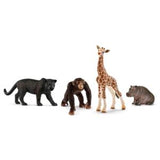 Schleich WILD LIFE Starter-Set 72162, ab 3 Jahren, Giraffe, Panther, Nilpferd, Affe