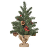 Mini-Weihnachtsbaum mit Schmuck, rote Beeren und Tannenzapfen – 50 cm Höhe