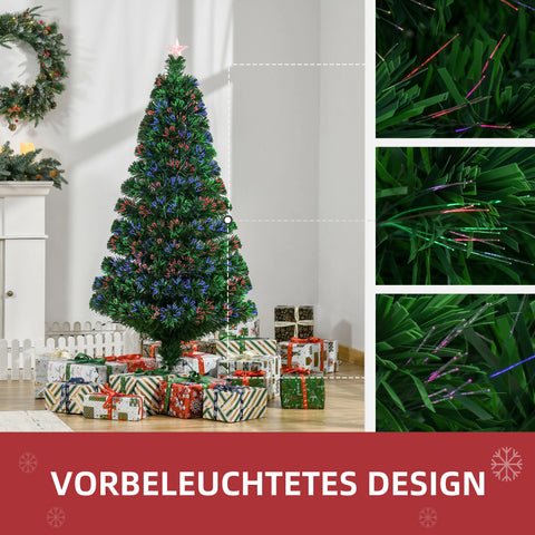 Weihnachtsbaum mit LED-Glasfaserbeleuchtung – 1,5 m, realistisches Design, flammhemmend