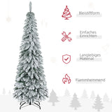 Künstlicher Weihnachtsbaum – 1,8 m, mit Kunstschnee, realistische Optik, schlankes Design, flammhemmend