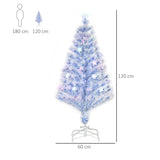 Künstlicher Weihnachtsbaum, 1,2 m, mit LED-Lichtern und Glasfaser, Weiß/Blau