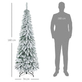 Künstlicher Weihnachtsbaum – 1,8 m, mit Kunstschnee, realistische Optik, schlankes Design, flammhemmend