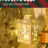 Weihnachtsdeko, Weihnachtsmann mit Tanne und Laterne, warme LED-Beleuchtung, Batteriebetrieb, In- und Outdoor, 55 cm